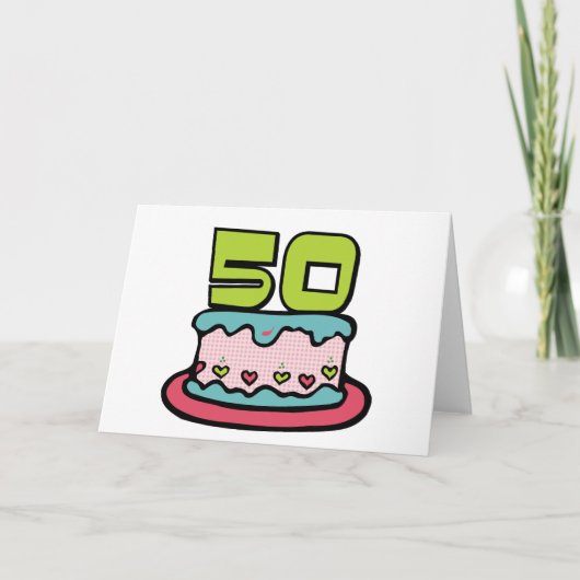 50 jaar oude Birthday Cake Kaart (Voorkant)
