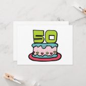 50 jaar oude Birthday Cake Kaart (Voorkant / Achterkant in situ)
