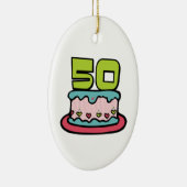 50 jaar oude Birthday Cake Keramisch Ornament (Rechts)