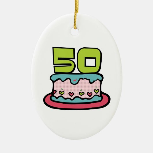 50 jaar oude Birthday Cake Keramisch Ornament (Voorkant)