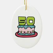 50 jaar oude Birthday Cake Keramisch Ornament (Achterkant)