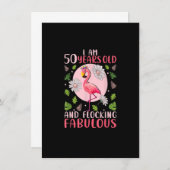 50 jaar oude en flocking Fabulous - Flamingo Love Kaart (Voorkant / Achterkant)