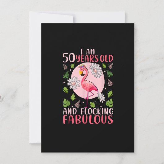 50 jaar oude en flocking Fabulous - Flamingo Love Kaart (Voorkant)
