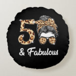 50 jaar oude Fabulous Messy Bun Leopard 50th Birth Rond Kussen<br><div class="desc">50 Years Old Fabulous Messy Bun Leopard 50th Birthday</div>
