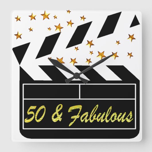 50 JAAR OUDE MOVIE STAR VIERKANTE KLOK (Voorkant)