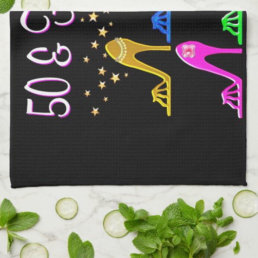 50 JAAR OUDE STILETTO QUEEN THEEDOEK (Gevouwen)