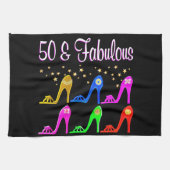 50 JAAR OUDE STILETTO QUEEN THEEDOEK (Horizontaal)