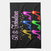 50 JAAR OUDE STILETTO QUEEN THEEDOEK (Verticaal)