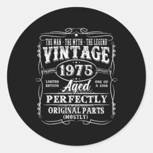 50 jaar oude Vintage 1975 Man Myth Legend 50th Bir Ronde Sticker