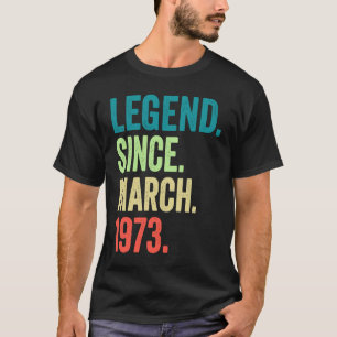 50 jaar oude Vintage maart 1973 50e verjaardag T-shirt