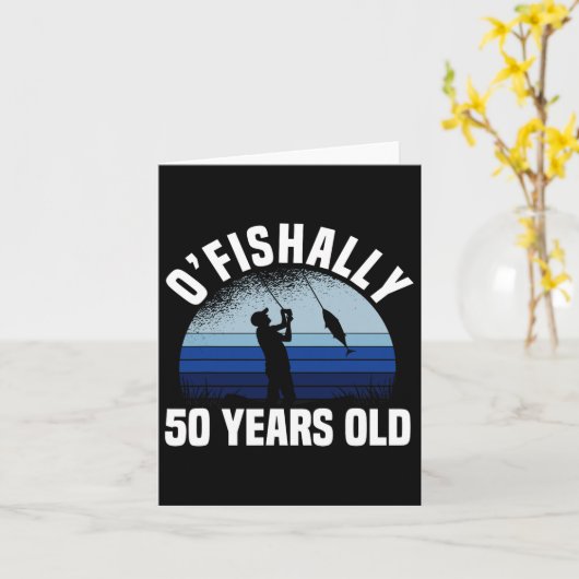 50 jaar oude vissers 50e verjaardag vis kaart (Gele Bloem)
