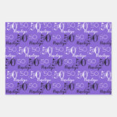 50 jaar Paarse 50ste verjaardag Namen toevoegen Inpakpapier Vel (Voorkant)