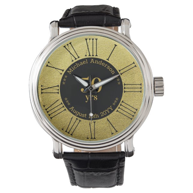 50 jaar pensionering of Jubileum op maat Horloge (Voorkant)