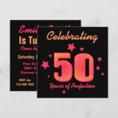 50 jaar Perfection Custom Birthday Invitation Kaart (Voorkant / Achterkant)