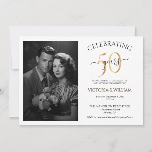 50 jaar Photo Jubileum Party Kaart (Voorkant)