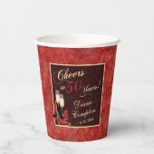 50 jaar Red Gold Black Birthday Papieren Bekers (Achterkant)