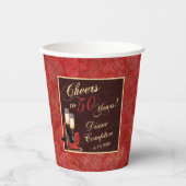 50 jaar Red Gold Black Birthday Papieren Bekers (Voorkant)