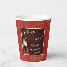 50 jaar Red Gold Black Birthday Papieren Bekers