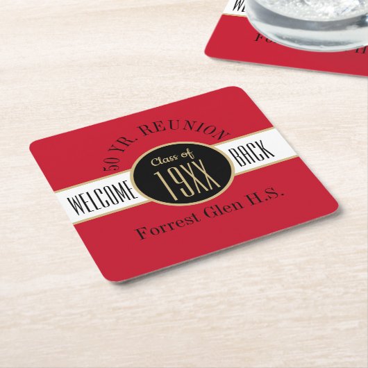 50 jaar reunion Welkom terug Kartonnen Onderzetters (Schuin)