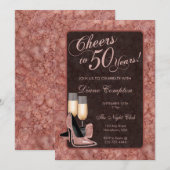 50 jaar Roos Gold Birthday Kaart (Voorkant / Achterkant)