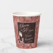 50 jaar Roos Gold Birthday Papieren Bekers (Achterkant)