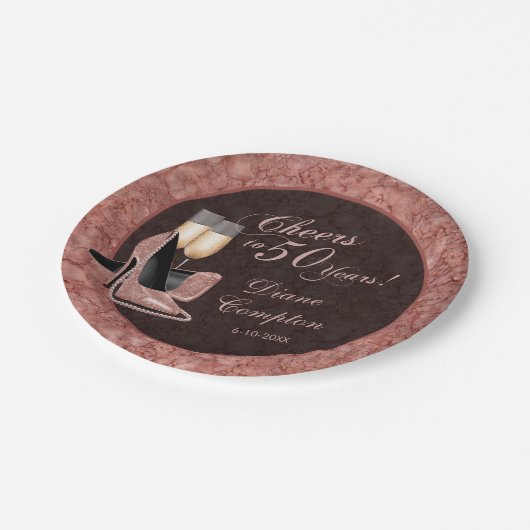 50 jaar Roos Gold Birthday Papieren Bordje (Gekanteld)