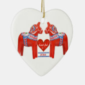 50 jaar samen gedateerd Zweeds Aangepast hart Keramisch Ornament (Rechts)