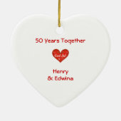 50 jaar samen gedateerd Zweeds Aangepast hart Keramisch Ornament (Achterkant)