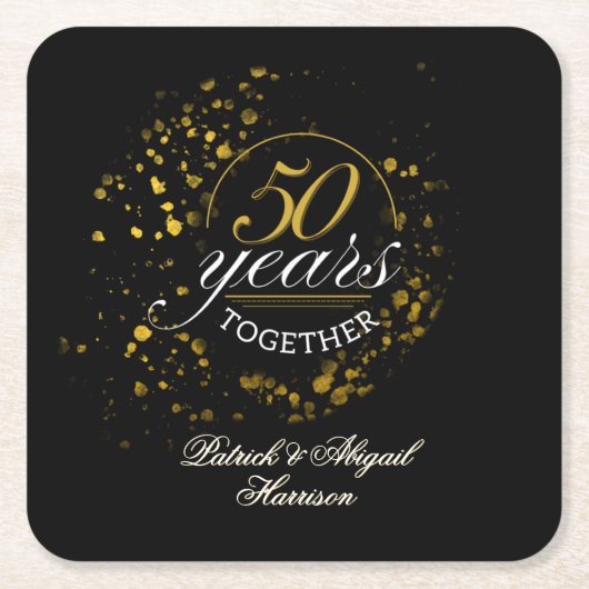 50 jaar samen Golden Wedding Jubileum Party Kartonnen Onderzetters (Voorkant)
