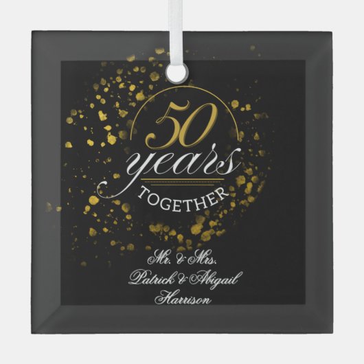 50 Jaar Samen Gouden Bruiloft Glas Ornament (Voorkant)