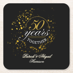 50 Jaar Samen Gouden Huwelijksjubileum Feest Kartonnen Onderzetters