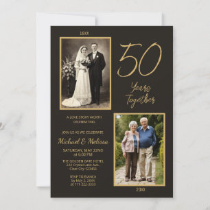50 Jaar Samen Houtskool Gouden Foto Jubileum Kaart