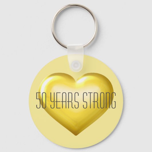 50 jaar sterke Gold Heart Sleutelhanger (Voorkant)