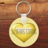 50 jaar sterke Gold Heart Sleutelhanger (Voorkant)