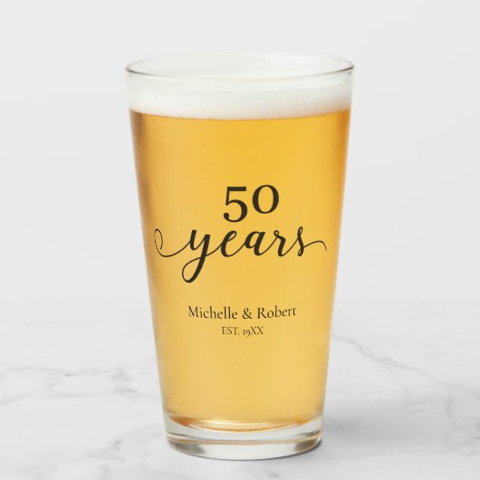 50 jaar trouwdag Minimal Elegant Glas (Voorkant gevuld)