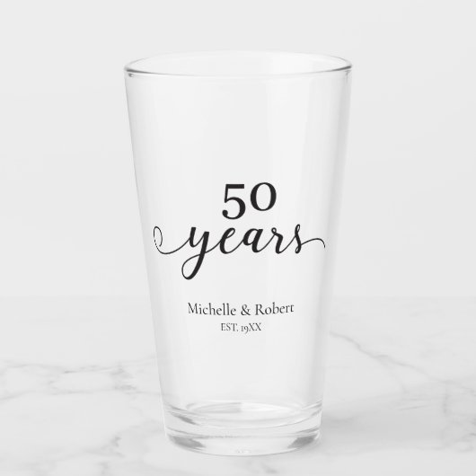 50 jaar trouwdag Minimal Elegant Glas (Voorkant)