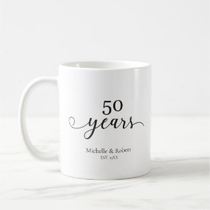 50 jaar trouwdag Minimal Elegant Koffiemok