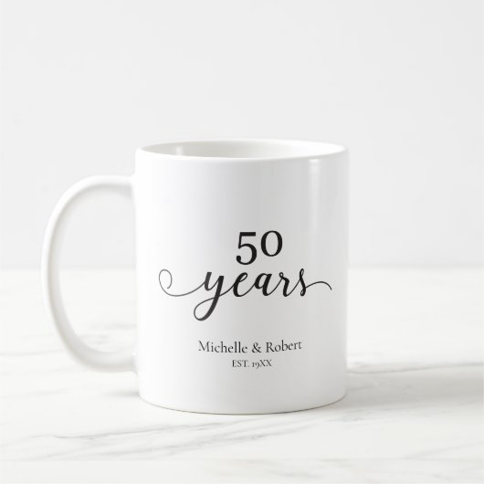 50 jaar trouwdag Minimal Elegant Koffiemok (Links)