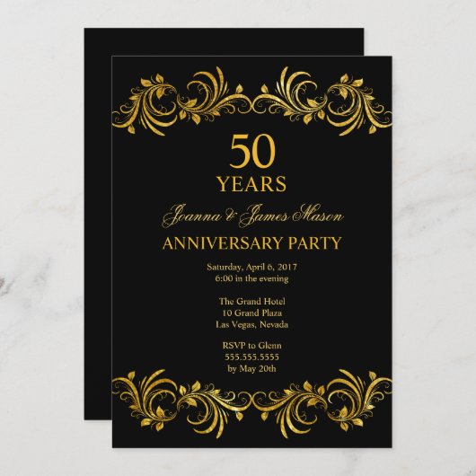 50 jaar uitnodiging van de partij van het Jubileum (Voorkant / Achterkant)