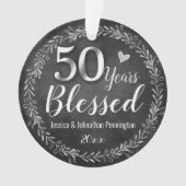 50 jaar verbrijzelde bruiloft Jubileum Ornament (voorkant)