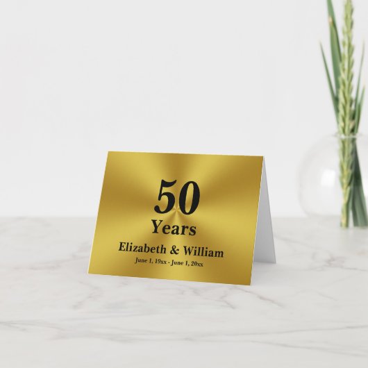 50 jaar Wedding Happy Jubileum Black en Gold Kaart (Voorkant)