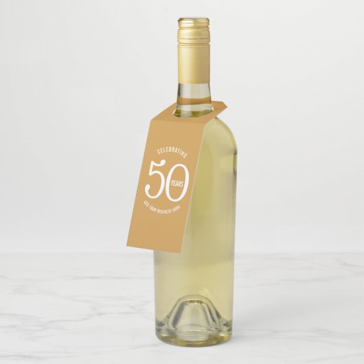 50 jaar zakelijke jubileumfeest flessenhanger (Schuin)