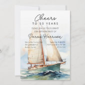 50 jaar zeilboot verjaardagsfeest kaart (Voorkant)