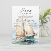 50 jaar zeilboot verjaardagsfeest kaart (Staand voorkant)