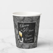 50 jaar zilveren en zwarte verjaardag papieren bekers (Achterkant)