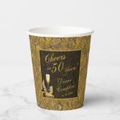 50 jaar zwarte gouden verjaardag papieren bekers (Achterkant)