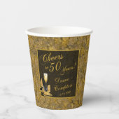 50 jaar zwarte gouden verjaardag papieren bekers (Voorkant)