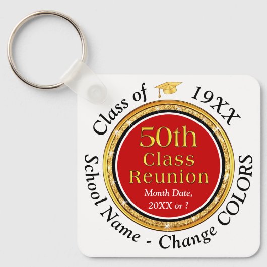 50-jaars Reunion-souvenirs, Change Red, Black Sleutelhanger (Voorkant)