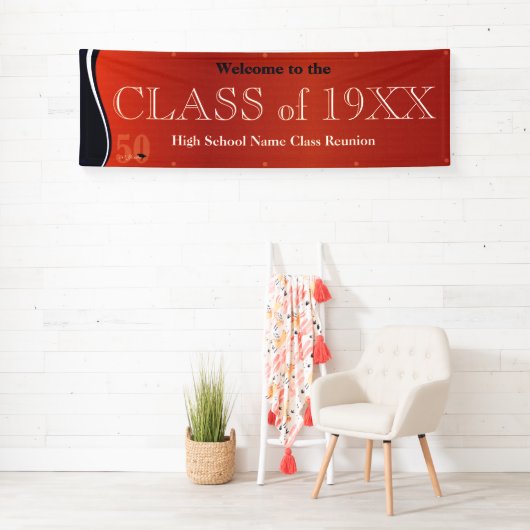 50-jaars verbandbanner in Oranje en blauw Spandoek (Insitu)