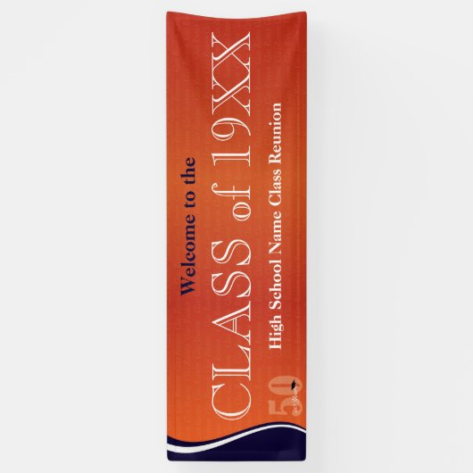 50-jaars verbandbanner in Oranje en blauw Spandoek (Verticaal)